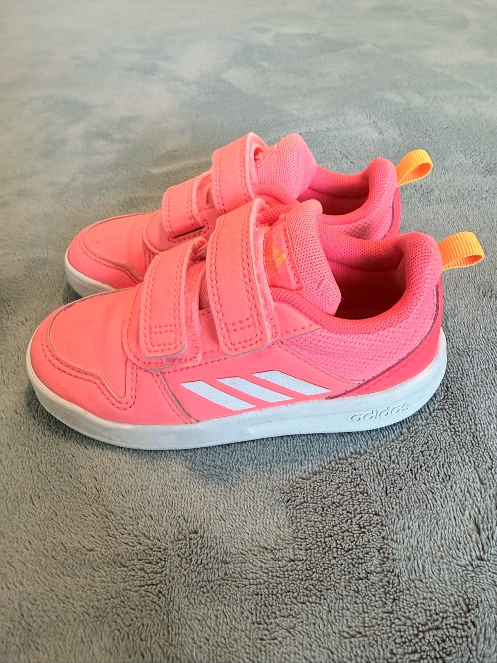 adidas Tensaur Kids Pink Orange Hook & Loop Sneakers Size 8.5K